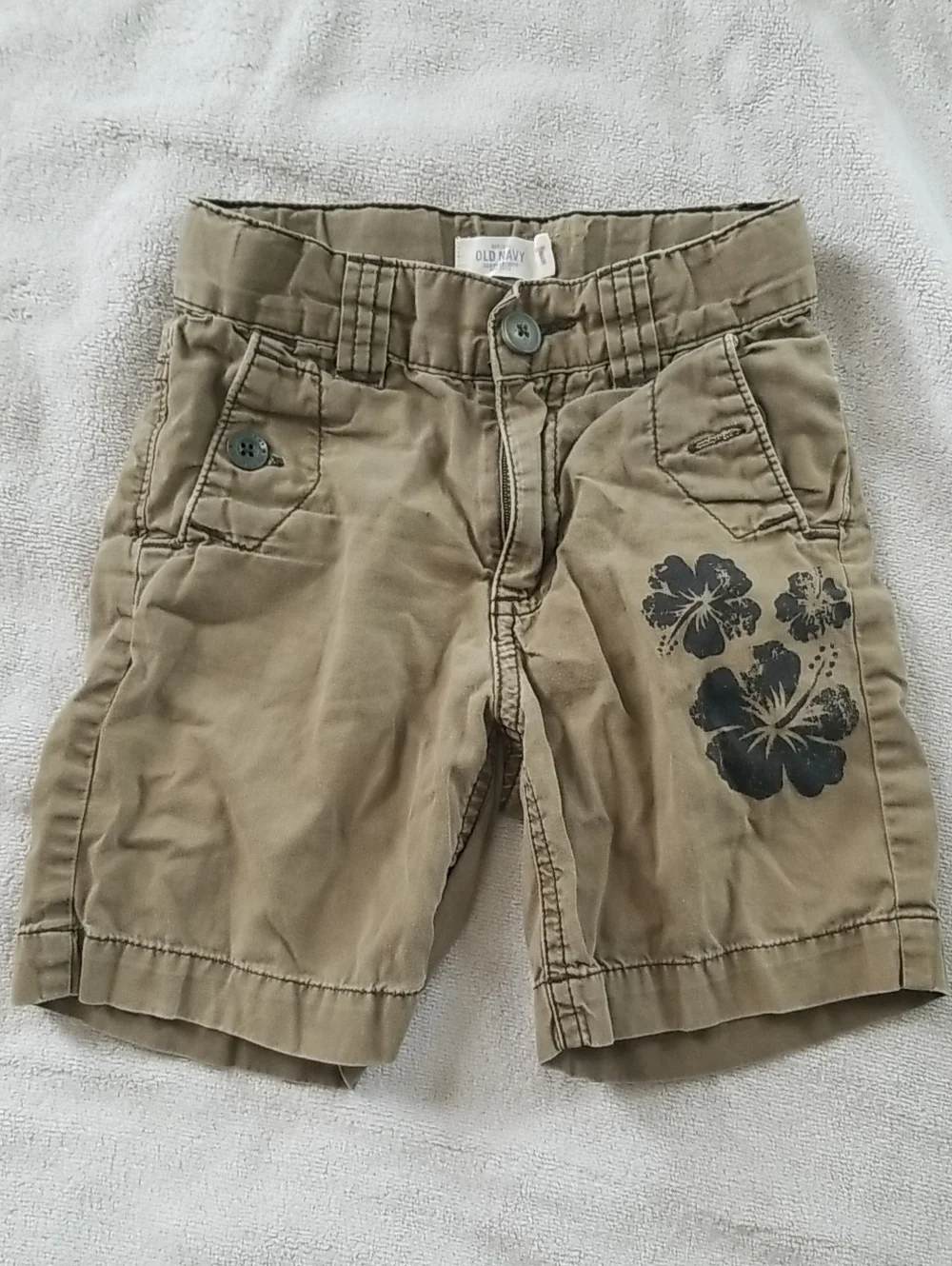 Old Navy Tan Kids Shorts with Black Floral Accent